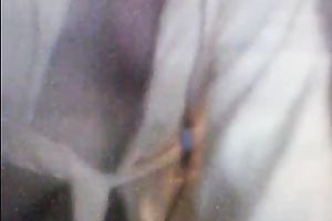 Amateur golden-haired flashes her large natural zeppelins for the cam