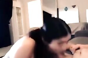 Pigtailed beautiful brunette hair playgirl bowed and sucked my buddy's lollicock