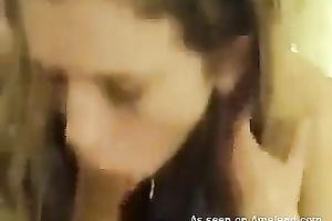 Petite and marvelous blond girlfriend teasing me with her tongue.