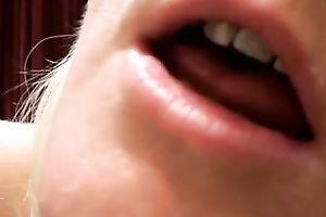 Sexy cute golden-haired playful hottie teased herself with her much loved toy