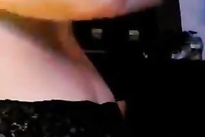 Lewd tattooed dilettante ginger slut showed off her hot bum in straps