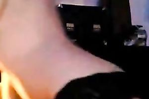 Lewd tattooed dilettante ginger slut showed off her hot bum in straps