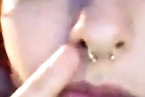 Lewd tattooed dilettante ginger slut showed off her hot bum in straps