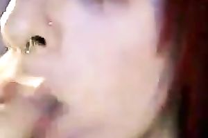 Lewd tattooed dilettante ginger slut showed off her hot bum in straps
