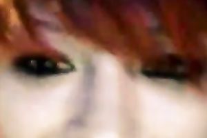 Lewd tattooed dilettante ginger slut showed off her hot bum in straps