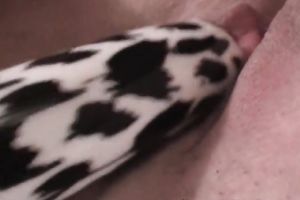 Weird looking chap teases soaked hungry snatch with dildo