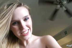 Blonde masturbating housewife is offered a throbbig dong