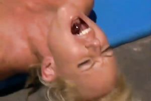 Two perspired blondies acquire pleasured by tireless fucker outdoors