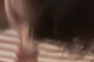 Voracious brunette hair girlfriend gobble my pink palpitating cock