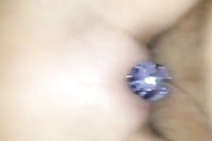 Poking my ex's bald fur pie in a missionary position wearing a sex toy