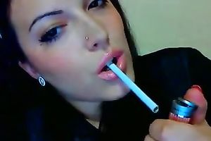 Smoking fetish livecam solo episode with a beautiful dark brown