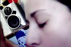 Pale and perverted brunette hair wench sucked my buddy and gave him titjob