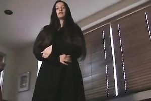 Long haired filthy dark brown nympho naked her actually flawless large ass