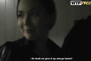 Sweet brunette hair Russian babe in the public restroom showing