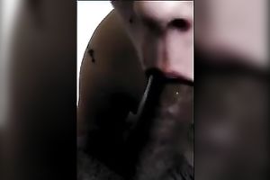 Interracial oral-sex on cell phone in my mate's abode