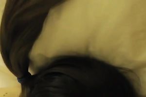 Dark haired greedy titless teen provided my buddy with a priceless oral job