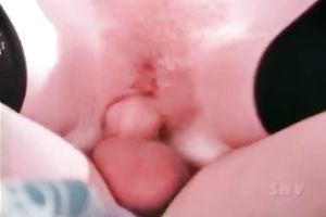 Sweaty golden-haired wench rides hard knob and sucks it well