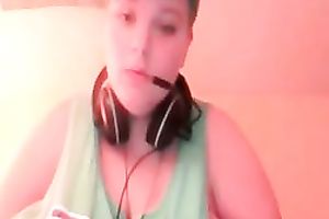 Green haired slutty amateur web camera nympho showed off her massive breasts