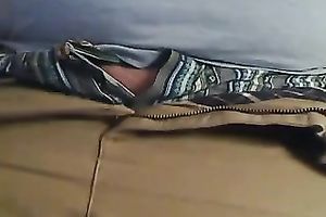 Ugly large clitoris of a bulky dilettante white whore on home movie