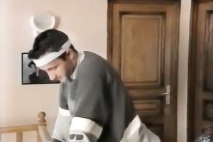 Voracious blond wench feeding ona large dark shaft