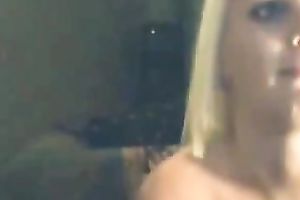 Blonde cutie fingering moist snatch sensually in front of camera