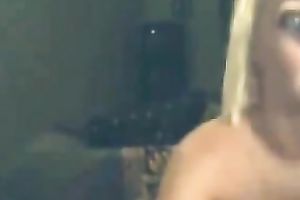 Blonde cutie fingering moist snatch sensually in front of camera