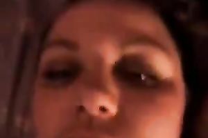 Chubby cheerful black haired white wife of my buddy wanted to engulf him dry