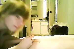 Skinny golden-haired paramour engulfing my 10-Pounder deepthroat previous to taking a ride on top of me