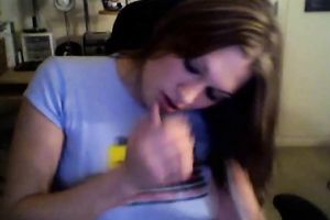 Exquisite and appetizing white breasty hottie masturbating