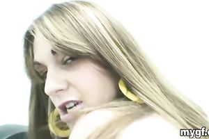 Hot white playgirl with thick bouncy arse rides hard shaft