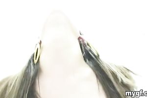 Hot white playgirl with thick bouncy arse rides hard shaft