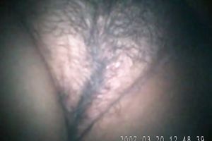 Closeup view of my sleeping big beautiful woman wife's soaked curly puffy wet crack