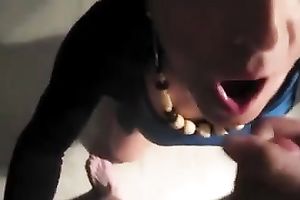 She sucks my pole and swallows cum with enjoyment