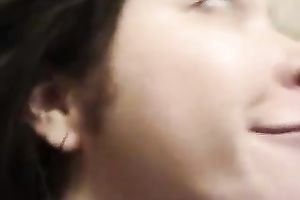 My delightsome dark brown princess takes sticky load on her nice-looking face