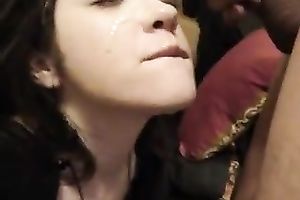 My delightsome dark brown princess takes sticky load on her nice-looking face