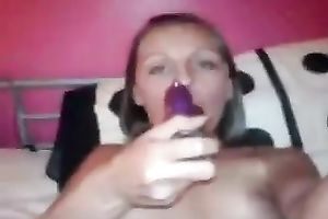 My pallid slender babe impales her soaked cunny with fake penis