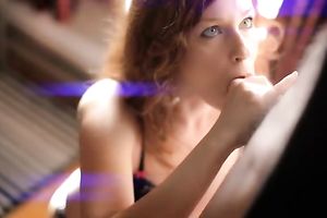 Sensual and sexy white redhead playgirl likes engulfing shlong