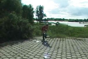 My skinny brunette hair cheating wife disrobes outside and pisses in the park