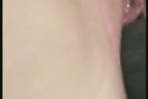 Wet and hairless pink vagina with a smooth fresh cucumber