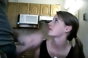 Just blowing the boyfriend of my roommate in the kitchen