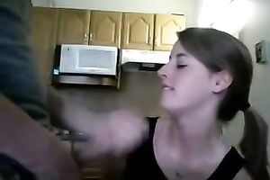 Just blowing the boyfriend of my roommate in the kitchen