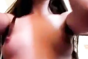 Torrid natural str8 haired legal age teenager with cute milk cans acquires new cookie shoved