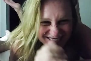 Thirsty older woman giving deepthroat oral sex like a boss