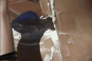 Exquisite redhead honey overspread with whipped ball batter and licked