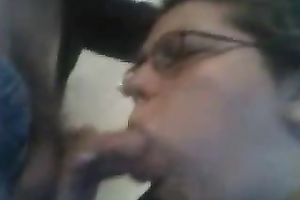 Miflie BBC slut in glasses doing very well in giving me head on webcam