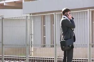 Brunette boy in khaki panties acquires all wet in the park