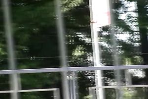 Brunette boy in khaki panties acquires all wet in the park