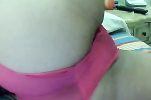 Closeup view of my PAWG girlfriend's arse in taut pink undies