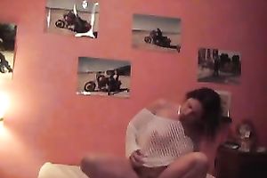 Kinky non-professional all natural nympho with saggy love muffins masturbates herself