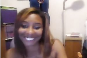 Alluring hawt smiling dark honey enjoys playing with her sex toy